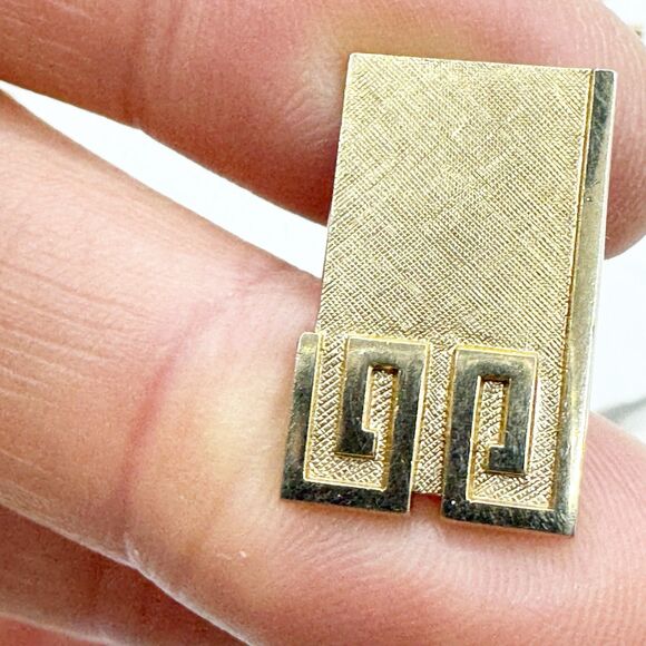 Swank Greek Key Cufflinks Vintage Gold Tone MCM Wedding Fancy Dapper - Picture 3 of 6